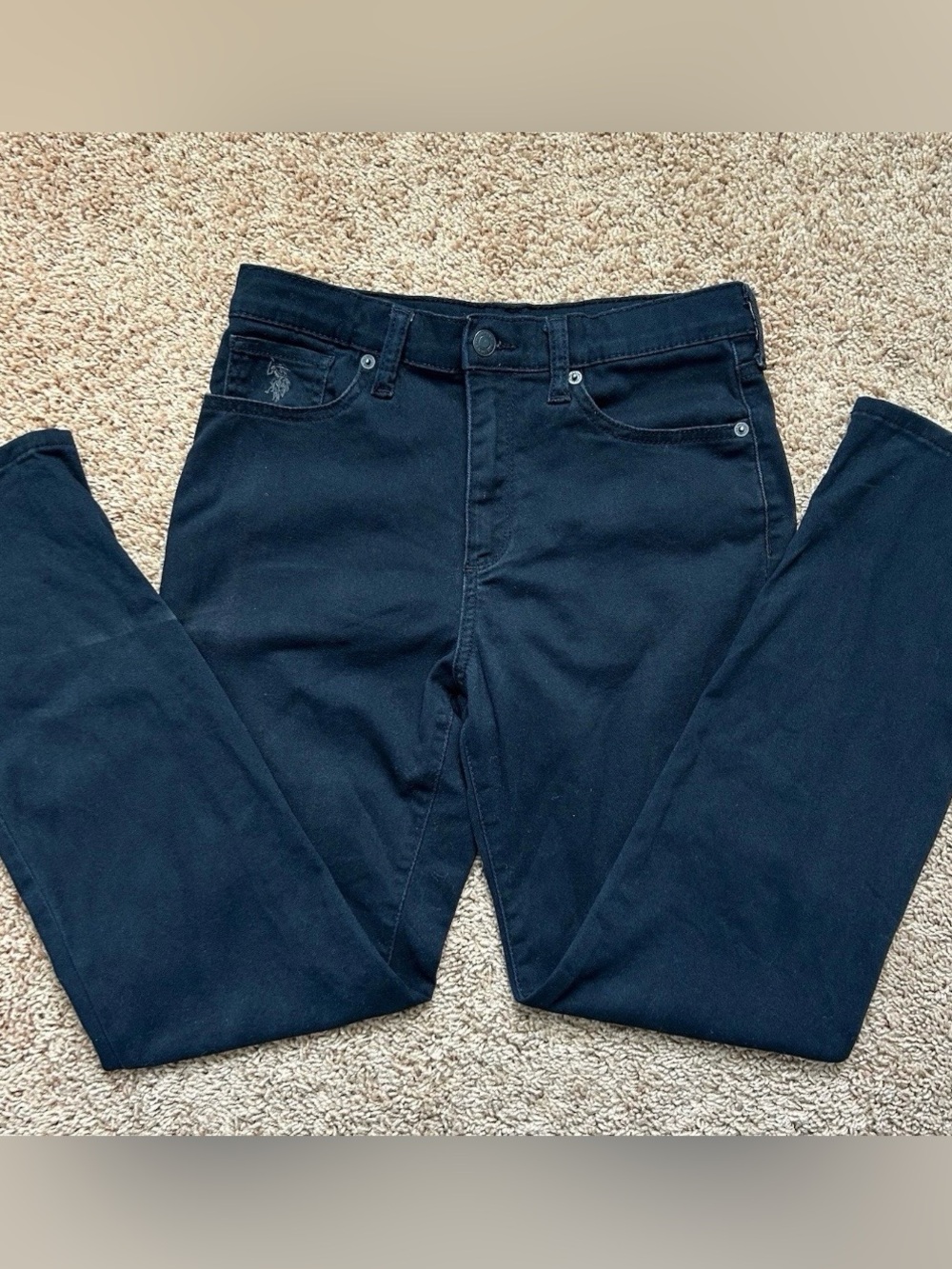U.S. Polo Assn Boys Size 14 Black Straight Jeans Adjustable School Cotton* Pants